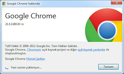 Google Chrome 21.0 Gأ¼ncelleme