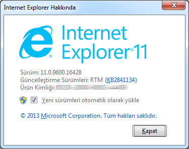 Windows 7 iأ§in Internet Explorer 11