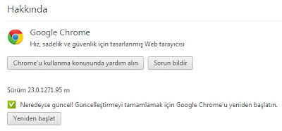 Google Chrome 23 Gأ¼ncelleme