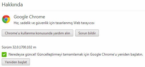 Google Chrome 32 Gأ¼ncelleme