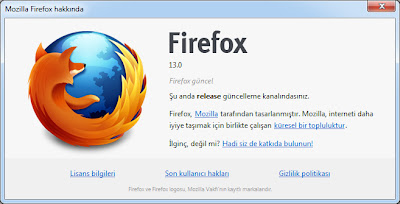 Firefox 13 Tأ¼rkأ§e