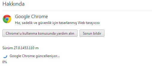 Google Chrome 27 Gأ¼ncelleme