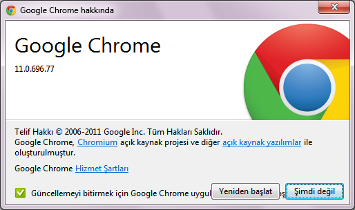 Google Chrome 12 Gأ¼ncelleme