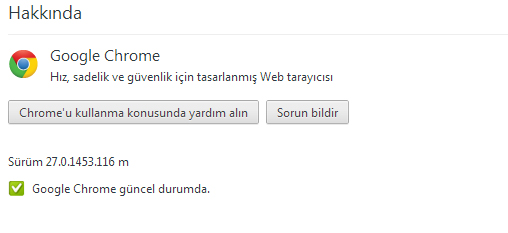 Google Chrome 27 Gأ¼ncelleme