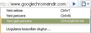 Google Chrome Gizli Mod