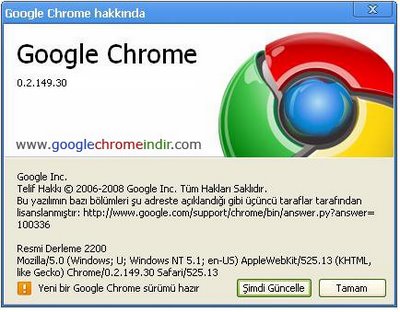 Google Chrome Gأ¼ncelleme