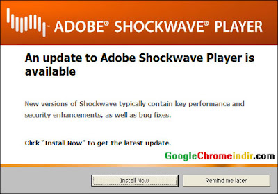 Adobe Shockwave Gأ¼ncellenme Uyarؤ±sؤ±